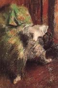 Edgar Degas woman witb a gren iutu France oil painting artist